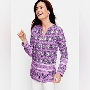Talbots Boho Floral Paisley Medallion Blouse Womens Size XL